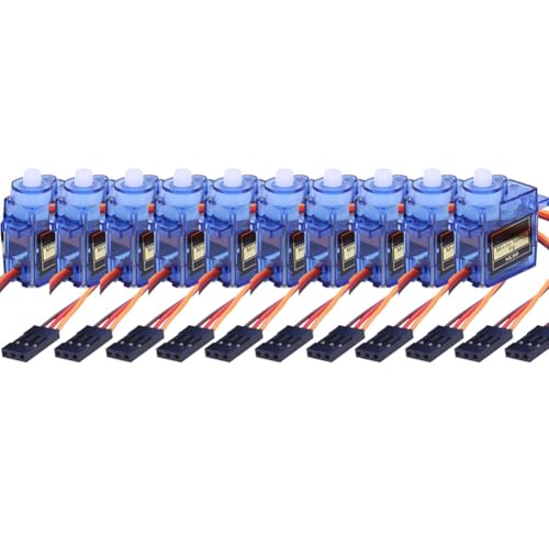 Blmirror 10 Stück SG90 9G Mini-Servo-Servomotor für RC-Flugzeuge, Roboterarm, Starrflügel-Servomotorsteuerung für Flugzeug 180° Blmirror 10 Stück SG90 9G Mini-Servo-Servomotor für RC-Flugzeuge, Roboterarm, Starrflügel-Servomotorsteuerung für Flugzeug 180° von Blmirror