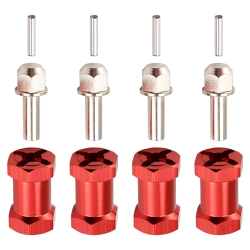 Blmirror 4 Stück 12 mm Sechskant-Radnaben-Antriebsadapter 20 mm Verlängerungs-Kombinationskupplung für 1/10 RC Car Crawler SCX10 D90, Rot von Blmirror