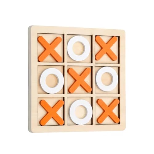 Blmirror Holzbrett Tic- Toe Spiel XO Tischspiel Spielzeug Klassisches Familienkinder Puzzlespiel Lernspielzeug Orange + von Blmirror