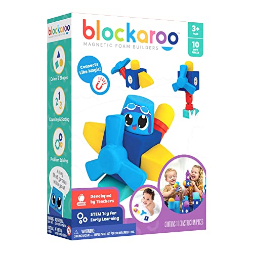 Blockaroo Magnetische Bauklötze als Lernspiel für Kinder, pädagogisches Wasserspielzeug Set für kreative Konstruktionen, Flugzeugbox mit 10 Bausteinen… von Blockaroo