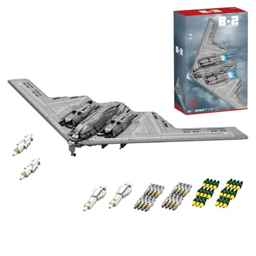 BlocteckToy B2 Tarnkappenbomber Bausteine Modellbau, 2206 Teile 1/70 MOC Klemmbausteine B2 Militär Kampfflugzeug Technik Flugzeug Modell Set von BlocteckToy