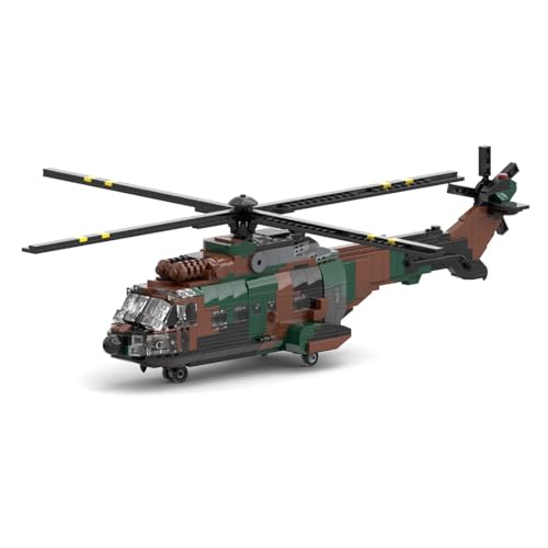 BlocteckToy Hubschrauber Modell Bausteine Set, 1051 Teile AS 532 MOC Militärische Helikopter, Klemmbausteine Konstruktionsspielzeug Flugzeug, Kompatibel mit Großen Marken, MOC-167061 BlocteckToy Hubschrauber Modell Bausteine Set, 1051 Teile AS 532 MOC Militärische Helikopter, Klemmbausteine Konstruktionsspielzeug Flugzeug, Kompatibel mit Großen Marken, MOC-167061 von BlocteckToy