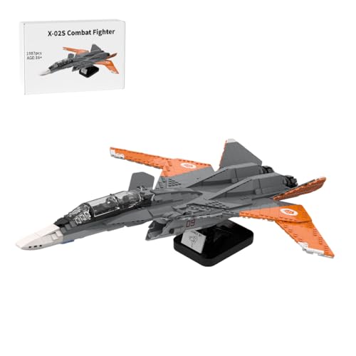 BlocteckToy Kampfflugzeug, X-02S Kampfjet Modell Bausatz mit Variabler Flügel & Stealth, 1/35 Scale, 1987 Teile Klemmbausteine Set, Kompatibel mit Großen Marken, MOC-181911 von BlocteckToy