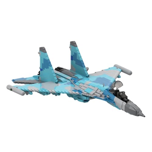 BlocteckToy Kampfflugzeuge MOC Bausteine Modell, Su-35 Kampfflugzeug Technik Militär Flugzeug Spielzeug für Kinder und Erwachsene, Klemmbausteine Kompatibel mit MOC, MOC-156330 (1682 Teile) von BlocteckToy