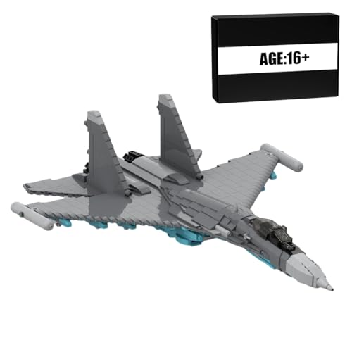 BlocteckToy Kampfflugzeuge MOC Bausteine Modell, Su-35 Kampfflugzeug Technik Militär Flugzeug Spielzeug für Kinder und Erwachsene, Klemmbausteine Kompatibel mit MOC, MOC-156545 (1597 Teile) von BlocteckToy