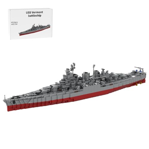 BlocteckToy Klemmbausteine Kriegsschiff Modell, 4011 Teile Schlachtschiff USS Vermont MOC Militär Technik Groß Schiff Set von BlocteckToy