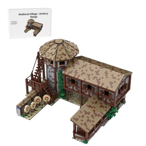 BlocteckToy Klemmbausteine Mittelalterliches Dorf Bogenschießanlage Set, 4710 Teile Mittelalterliches Architecture Haus Gebäude Set, MOC-200427 von BlocteckToy