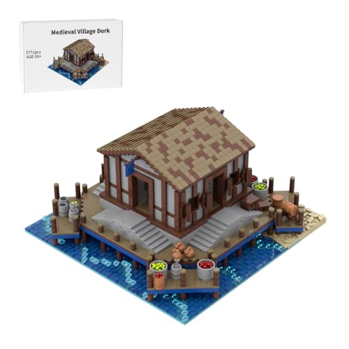 BlocteckToy Klemmbausteine Mittelalterliches Dorf Dork Set, 2771 Teile Mittelalterliches Architecture Haus Gebäude Set, MOC-201488 von BlocteckToy