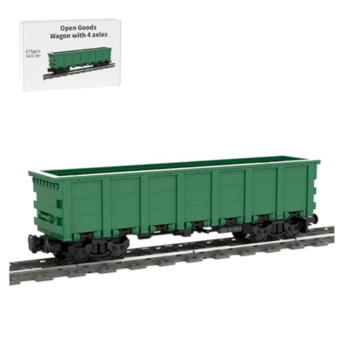 BlocteckToy Klemmbausteine Train, Amerikanischer 4-Achs-Offener-Wagen-Bauklotz-Satz - Güterwagen Modell für Zug Display, Kompatibel mit Großen Marken, MOC-21417 (675PCS) von BlocteckToy