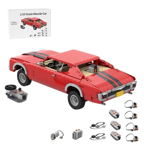 BlocteckToy MOC Klemmbausteine 1/18 Maßstab Muskelauto Sportwagen Bausteine Auto Modell Set mit Motoren - 2188 Teile, MOC-75243 von BlocteckToy