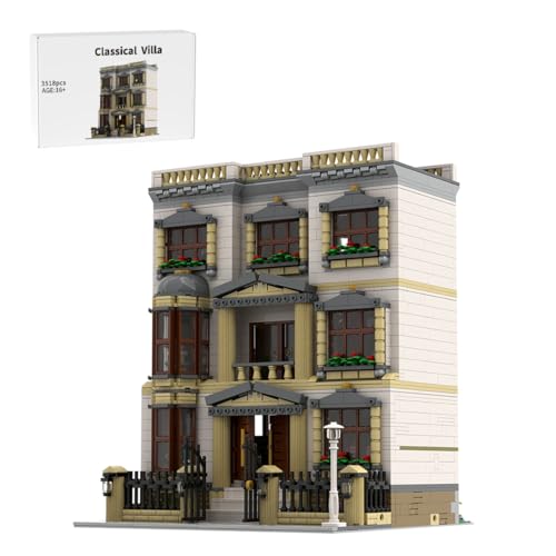 BlocteckToy MOC Klemmbausteine Classic Villa Straßenszene Modell, 3518 Teile Architecture Haus Modulare Gebäude Set, MOC-216160 BlocteckToy MOC Klemmbausteine Classic Villa Straßenszene Modell, 3518 Teile Architecture Haus Modulare Gebäude Set, MOC-216160 von BlocteckToy