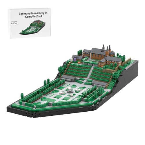 BlocteckToy MOC Klemmbausteine Deutschland Kloster in Kamplintford Abbey Modell, 1581 Teile Groß Architecture Straßenszene Haus Modulare Gebäude Set, MOC-180195 von BlocteckToy