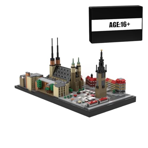 BlocteckToy MOC Klemmbausteine Deutschland Stadt der fünf Türme Modell, 2689 Teile 1/500 Groß Architecture Straßenszene Haus Modulare Gebäude Set, MOC-188589 von BlocteckToy