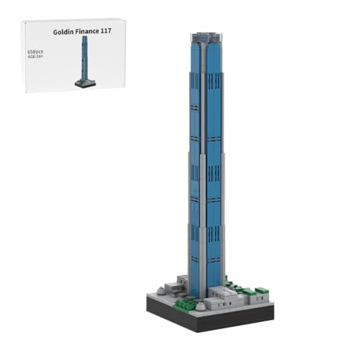 BlocteckToy MOC Klemmbausteine Goldin Finanzen Modell, 658 Teile Architecture Turm WeltberüHmtes Gebäude Set, MOC-207955 von BlocteckToy