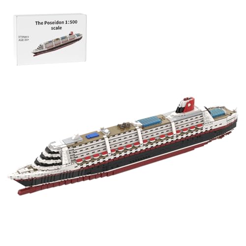BlocteckToy MOC Klemmbausteine Kreuzfahrtschiff Modell, 3794Teile 1/500 Maßstab Modernes Kreuzfahrtschiff Poseidons Groß Schiff Set von BlocteckToy