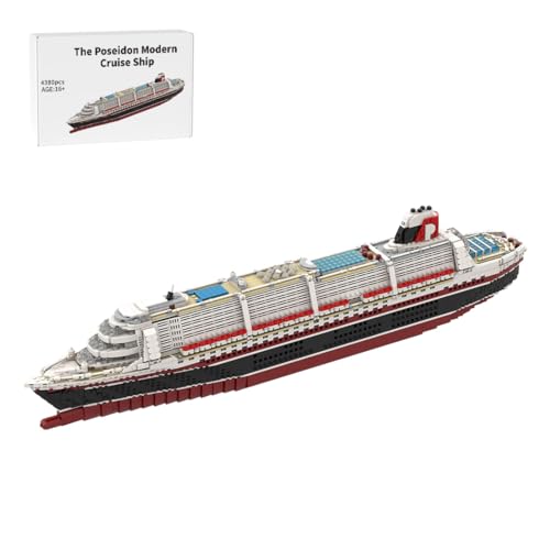 BlocteckToy MOC Klemmbausteine Kreuzfahrtschiff Modell, 4380Teile 1/400 Maßstab Modernes Kreuzfahrtschiff Poseidons Groß Schiff Set von BlocteckToy