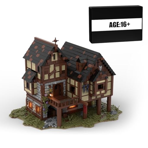 BlocteckToy MOC Klemmbausteine Mittelalterliche Hotel Modul eines großen Dorfes Thema Modell, 3130 Teile Mittelalterliches Dorf Gebäude Set, MOC-76694 BlocteckToy MOC Klemmbausteine Mittelalterliche Hotel Modul eines großen Dorfes Thema Modell, 3130 Teile Mittelalterliches Dorf Gebäude Set, MOC-76694 von BlocteckToy