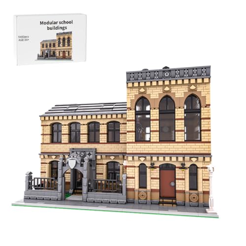 BlocteckToy MOC Klemmbausteine Modulare Schule Modell, 5482 Teile Architecture Straßenszene Haus Modulare Gebäude Set von BlocteckToy