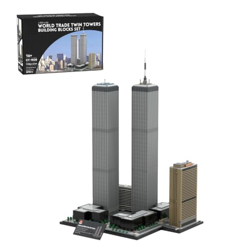 BlocteckToy MOC Klemmbausteine Twin Towers Modell, 7121 Teile Groß Architecture Turm WeltberüHmtes Gebäude Set, MOC-177998 von BlocteckToy