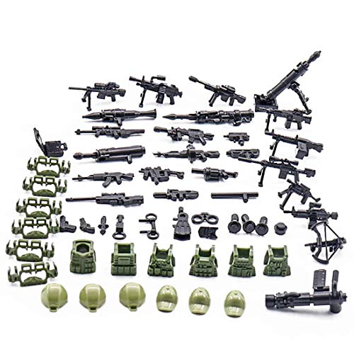 BlocteckToy Militär Waffen Set für Figuren, Polizei - 54 Stück Custom Figuren SWAT Team Mittelalterliches Waffen Zubehör Paket- Kompatibel mit Großen Marken Bausteinen BlocteckToy Militär Waffen Set für Figuren, Polizei - 54 Stück Custom Figuren SWAT Team Mittelalterliches Waffen Zubehör Paket- Kompatibel mit Großen Marken Bausteinen von BlocteckToy