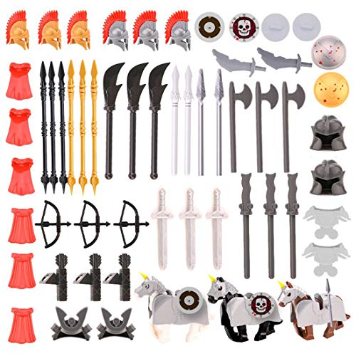 BlocteckToy Militär Waffen Set für Figuren, Polizei - 61 Stück Custom Figuren SWAT Team Mittelalterliche Rüstung Waffe Helm Weste Schutzschild Zubehör Paket- Kompatibel mit Großen Marken Bausteinen BlocteckToy Militär Waffen Set für Figuren, Polizei - 61 Stück Custom Figuren SWAT Team Mittelalterliche Rüstung Waffe Helm Weste Schutzschild Zubehör Paket- Kompatibel mit Großen Marken Bausteinen von BlocteckToy