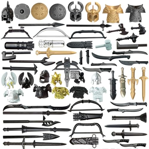 BlocteckToy Militär Waffen Set für Figuren, Polizei - 62 Stück Custom Figuren SWAT Team Mittelalterliches Schilde Platten Schwerter Helme Rüstungen Zubehör Paket BlocteckToy Militär Waffen Set für Figuren, Polizei - 62 Stück Custom Figuren SWAT Team Mittelalterliches Schilde Platten Schwerter Helme Rüstungen Zubehör Paket von BlocteckToy