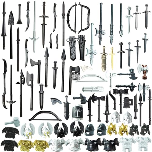 BlocteckToy Militär Waffen Set für Figuren, Polizei - 72 Stück Custom Figuren SWAT Team Mittelalterliches Schilde Platten Schwerter Helme Rüstungen Zubehör Paket BlocteckToy Militär Waffen Set für Figuren, Polizei - 72 Stück Custom Figuren SWAT Team Mittelalterliches Schilde Platten Schwerter Helme Rüstungen Zubehör Paket von BlocteckToy