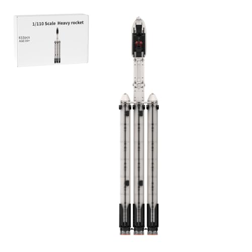 BlocteckToy Space Shuttle Klemmbausteine 1/110 Maßstab Falcon Heavy Rakete, 833 Teile, MOC-75766 von BlocteckToy