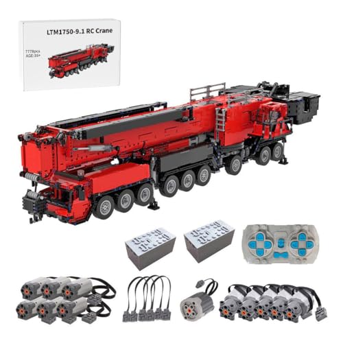 BlocteckToy Technik Kran Klemmbausteine, 7778 Teile Kranwagen Bagger Raupenkran LKW Autokran MOC Baufahrzeug Bauspielzeug Modell mit 12 Motoren und Wippausleger von BlocteckToy