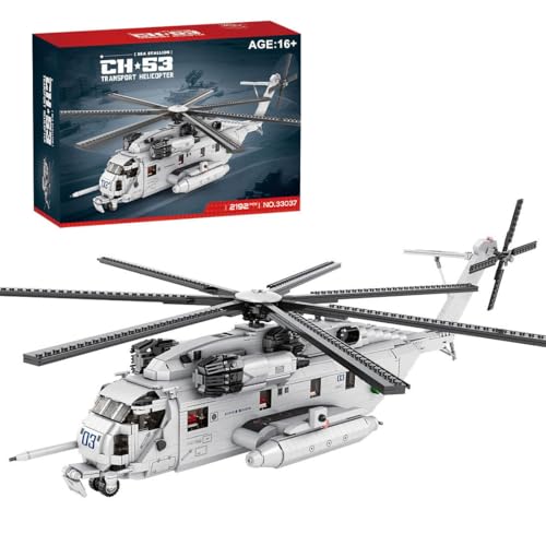 BlocteckToy Technik Militär Hubschrauber Bausteine Kit, CH-53E Super 1/35 Maßstab Modernes Militär-Thema MOC Flugzeug Modell, Klemmbausteine Geschenke Erwachsene und Jugendliche (2192 Teile) von BlocteckToy