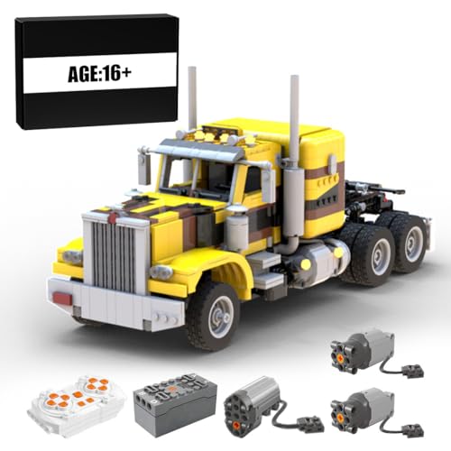 BlocteckToy Technik Sattelschlepper Bausteine Modell, 1542 Teile Klemmbausteine MOC LKW Abschleppwagen Spielzeug mit Power Functions Set, MOC-138226 von BlocteckToy