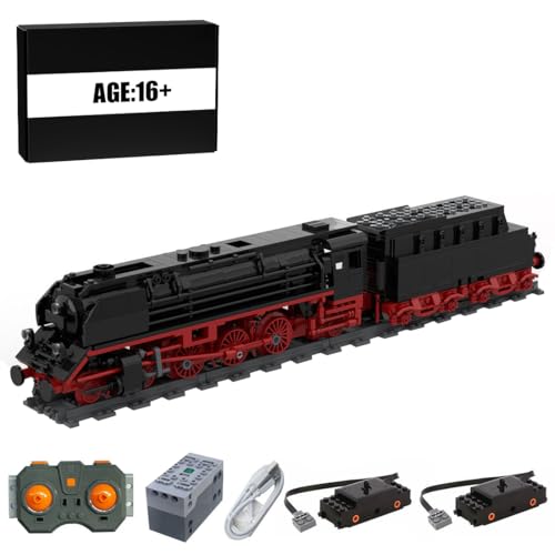 BlocteckToy Technik Zug Eisenbahn Bausteine Set, 1102 Teile MOC Dampflokomotive Lokomotive Modellbausatz mit Power Functions Set, Klemmbausteine Geschenk für Kinder und Erwachsene, MOC-77898 von BlocteckToy