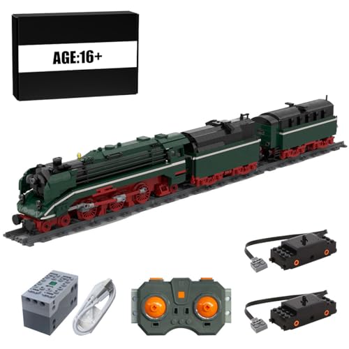 BlocteckToy Technik Zug Eisenbahn Bausteine Set, 1629 Teile MOC Dampflokomotive Lokomotive Modellbausatz mit Power Functions Set, Klemmbausteine Geschenk für Kinder und Erwachsene, MOC-76695 von BlocteckToy