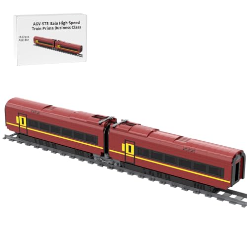 BlocteckToy Technik Zug MOC Klemmbausteine Set, 1852Teile AGV-575 Italo-Hochgeschwindigkeitszug Prima Business Klasse Modell Bausteine mit Schienen, Geschenk für Erwachsene und Jugend von BlocteckToy