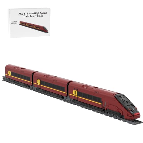 BlocteckToy Technik Zug MOC Klemmbausteine Set, 3155Teile AGV-575 Italo-Hochgeschwindigkeitszug Intelligente Klasse Modell Bausteine mit Schienen, Geschenk für Erwachsene und Jugend von BlocteckToy