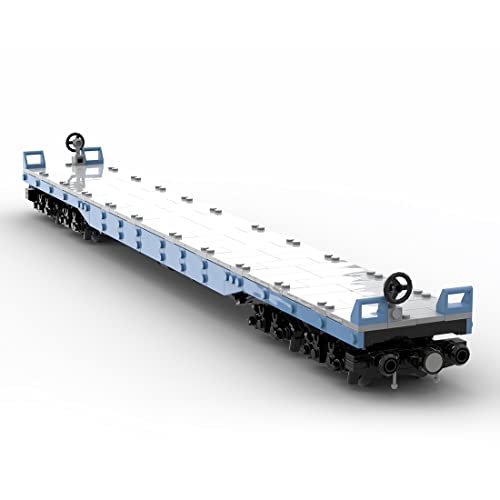 BlocteckToy Zug Bausteine Set, Großer Flachwagen-Zug Eisenbahn Bausatz Railway Train Klemmbausteine, Kompatibel mit Großen Marken, MOC-52155 (529 Teile) von BlocteckToy