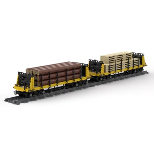 BlocteckToy Zug Bausteine Set, Holzwagen Wagen Zug Eisenbahn Bausatz Railway Train Klemmbausteine, Kompatibel mit Großen Marken, MOC-49271 (1287 Teile) von BlocteckToy