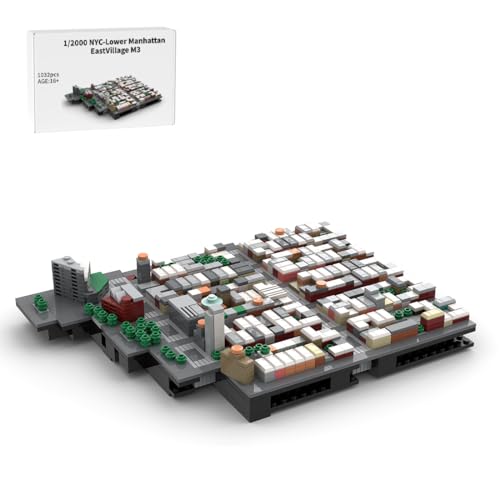 Lower Manhattan Klemmbausteinen Architektur, 1032 Teile 1/2000 Maßstab East Village Modul 3 Berühmte Straßenszene Kleinteiliges Bausteinset, Geschenk für Erwachsene Sammlung von BlocteckToy