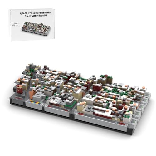 Lower Manhattan Klemmbausteinen Architektur, 2169 Teile 1/2000 Maßstab Greenwich Village Modul 1 Straßenszene Kleinteiliges Bausteinset, Geschenk für Erwachsene Sammlung von BlocteckToy