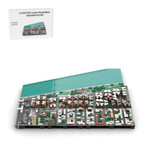 Lower Manhattan Klemmbausteinen Architektur, 2451 Teile 1/2000 Maßstab Alphabetcity Modul 2 Straßenszene Kleinteiliges Bausteinset, Geschenk für Erwachsene Sammlung von BlocteckToy