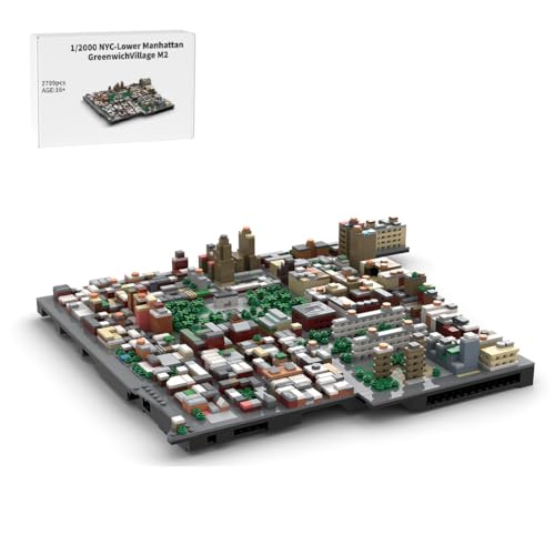 Lower Manhattan Klemmbausteinen Architektur, 2799 Teile 1/2000 Maßstab Greenwich Village Modul 2 Straßenszene Kleinteiliges Bausteinset, Geschenk für Erwachsene Sammlung von BlocteckToy