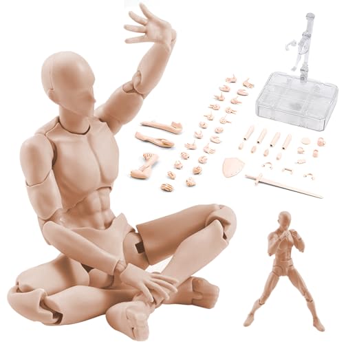 Actionfigur mit Armen, PVC Blind -Action -Figur, DIY -Hautfarbe Posenable Figur, Sammlungsbild -Skizzierungs -Figurenmodell für Künstler, männlich 5.9in von Blogiiup