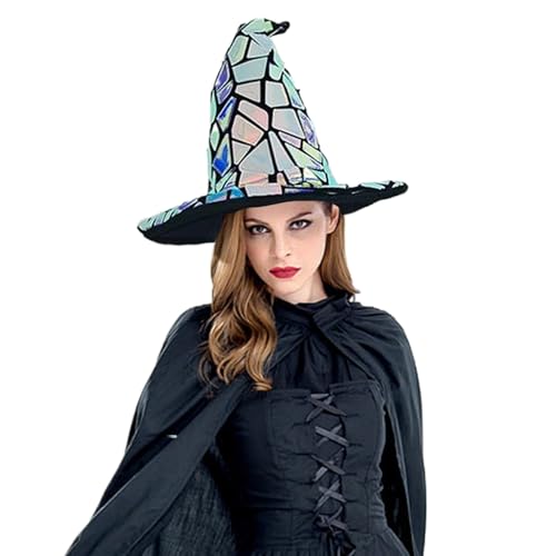 Blogiiup Halloween Hexenhut, Stilzaubererhut mit farbenfrohen Pailletten, atmungsaktiv von Blogiiup