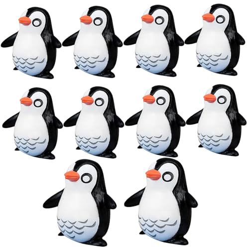Blogiiup Micro Penguin-Spielzeug, Mini-Penguin-Figuren, 10 Stück wasserdichte Plastikmikrospielzeug, niedliche Fade-resistente Feengartenminiaturen für Feengartenzubehör, Accessoires, Accessoires von Blogiiup