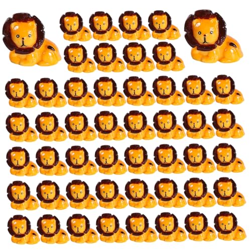 Blogiiup Miniaturtiere, 50pcs Mini Harztiere Cartoon Entzückende Miniatur langlebige Ornament für DIY Craft Micro Landscape Garden, Mini -Figuren, Löwen von Blogiiup
