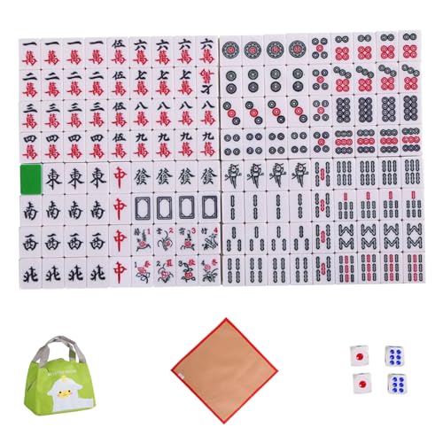 Mahjong -Spielset, Mahjong -Set, 144pcs Mini Mahjong Game Set, 1 '' Reisegröße Mahjong -Karten 2023, tragbare und leichte Mahjong -Fliesen -Sets mit 4 Würgern, Tischtuch und Aufbewahrungstasche von Blogiiup