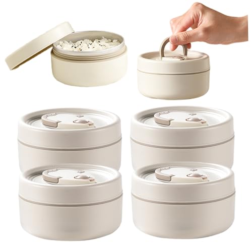 Thermal-Mittagessenbehälter, 4pcs Wärmekiste mit Tasche, aus rostfreiem Stahl isolierten Behältern und Leckdofelfutter halten Warmbehälter für Zuhause, Büro, Beige, isolierter Lebensmittelbehälter von Blogiiup