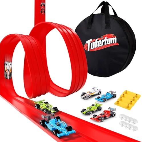 Flexibles Rennstrecke Schienen Spielzeug, 4M Trackset mit 4 Fahrzeug für Stunt- und Rennaction, Flexible Spielzeugautobahn für Kinder Junge, Anbringen an Fenstern Türen für Stöße Sprünge Flexibles Rennstrecke Schienen Spielzeug, 4M Trackset mit 4 Fahrzeug für Stunt- und Rennaction, Flexible Spielzeugautobahn für Kinder Junge, Anbringen an Fenstern Türen für Stöße Sprünge von Blomise