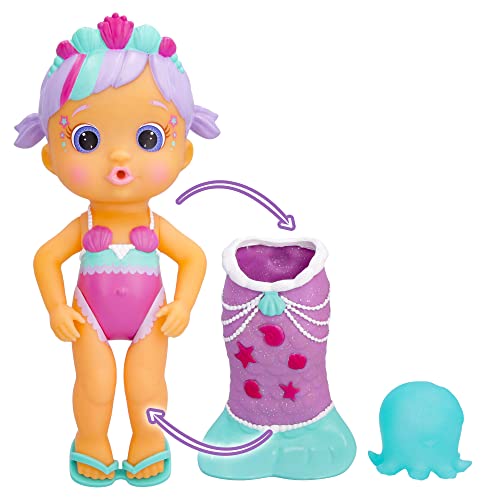 Bloopies Magic Tail Mermaids Daisy Mermaid Puppe mit abnehmbarem glänzendem Schwanz und ihrer Meeresfreundin, spritzt Wasser und bläst Blasen - Badespielzeug und Spiel für Jungen und Mädchen von Bloopies