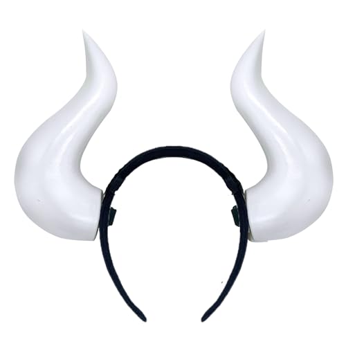 Blooshow Demen Stirnband mit 3D Teufel Hörner 3d Leichte Teufel Hörner Stirnband (K Weiß) von Blooshow